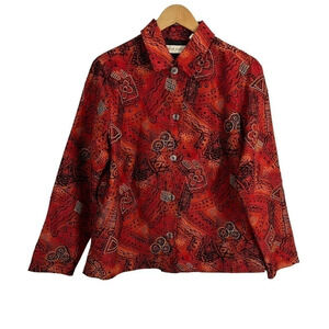 Marsh Landing Shacket Button Up Medium Beaded Lightweight Jacket Embroidered Top